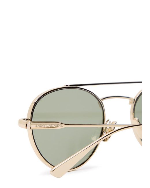 Saint Laurent White Round-Frame Metal Sunglasses