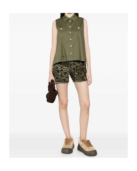 Twinset Green Pleated Patch-Pocket Shirt