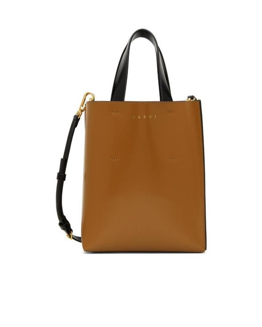 Marni Brown Museo Two-Toned Tote Bag