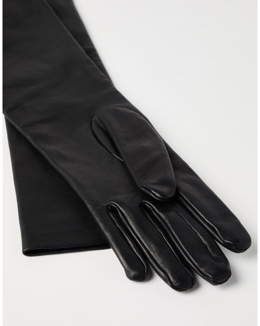 Brunello Cucinelli Black Long Leather Gloves