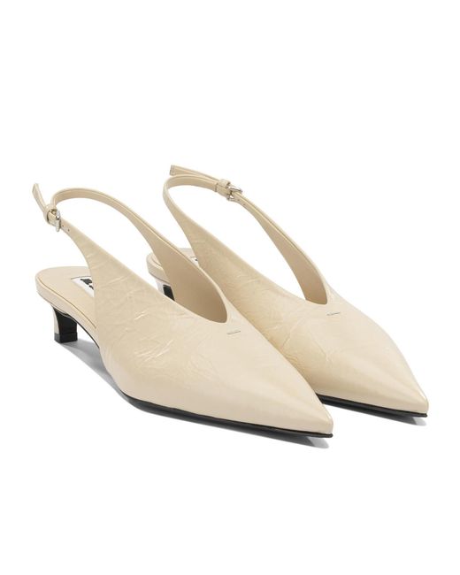 Jil Sander White Leather Slingback Pumps