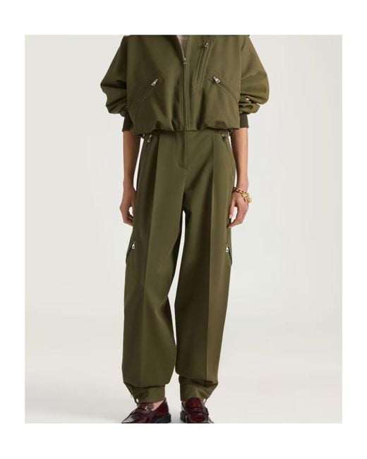 Givenchy Green Zip-Detailed Pleated Trousers