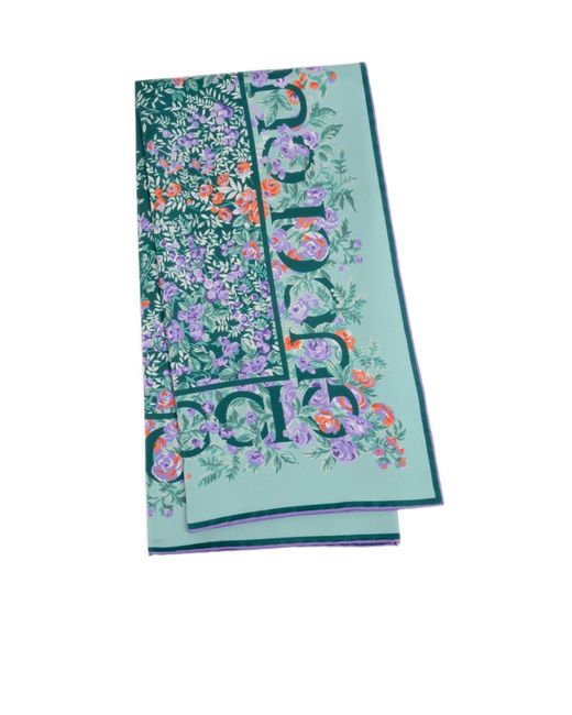 Gucci Blue Printed Silk Twill Carré