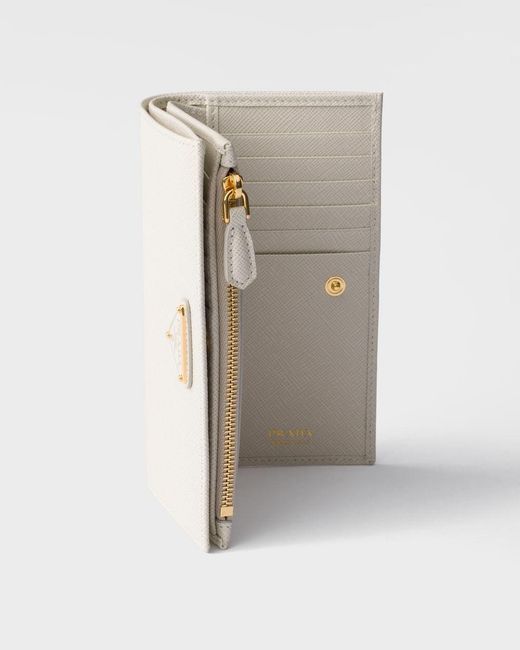 Prada White Large Saffiano Leather Wallet