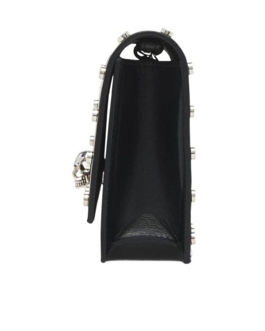 Alexander McQueen Black Small Skull Studded Shoulder Bag