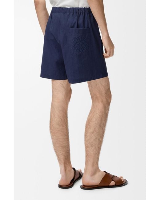 Loewe Blue Anagram-Embroidered Drawstring Shorts for men