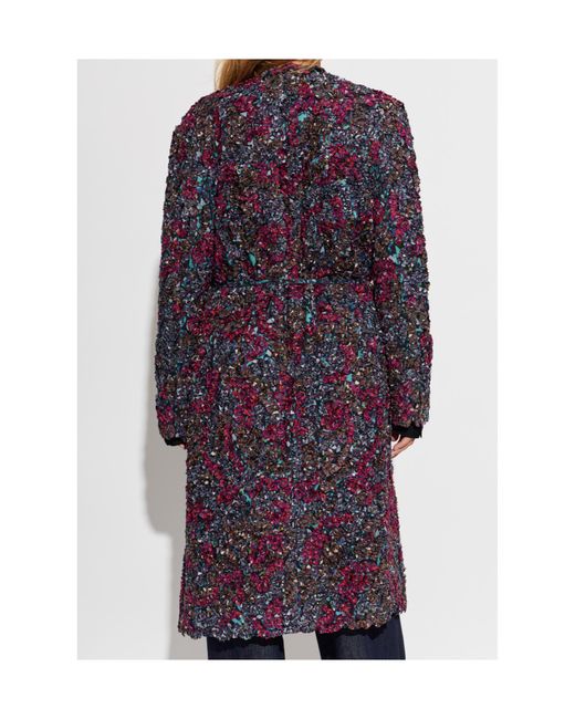 Dries Van Noten Blue Embroidered Coat