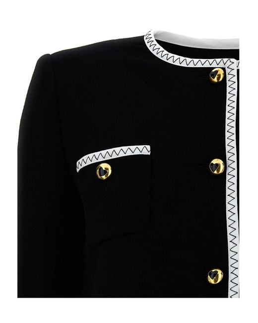 Moschino Black Collarless Singled-Breasted Short Jacket