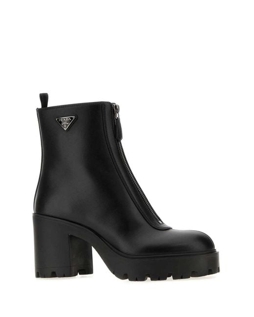 Prada Black Block-Heel Ankle Boots