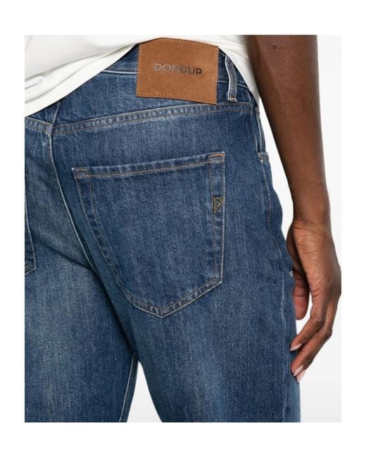 Dondup Blue Faded-Effect Turn-Up Jeans