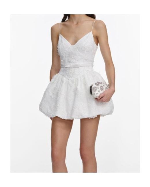 Self-Portrait White Floral Organza Mini Dress