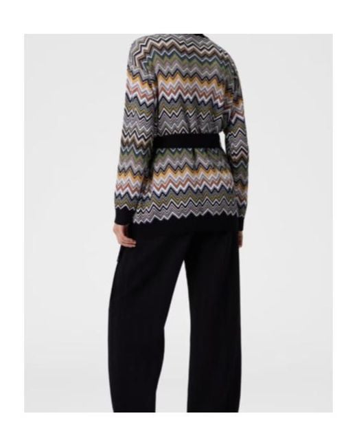 Missoni Black Chevron-Pattern Belted Cardigan