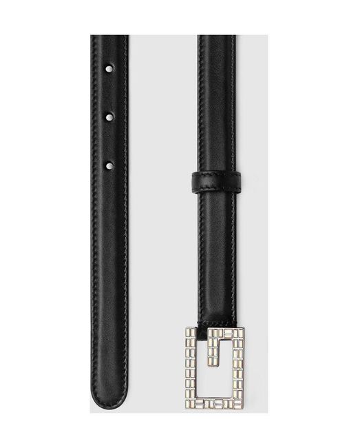 Gucci Black Leather Belt With Square G Buckle