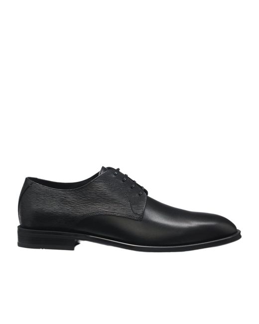 Boss Black Textured Leather Derby Shoes for men