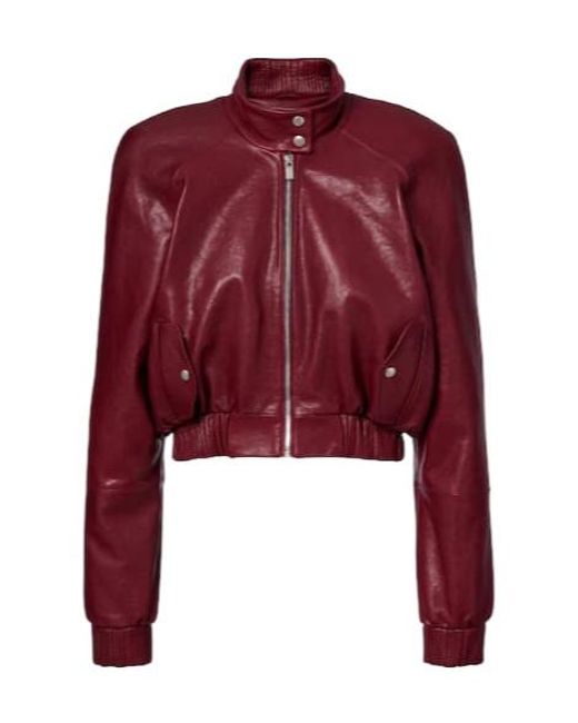 Magda Butrym Red Cropped Leather Jacket