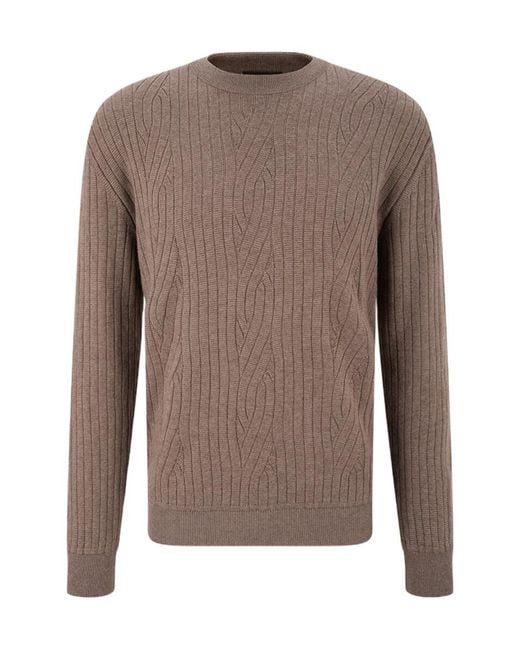 Brioni Brown Knitted Crew-Neck Pullover for men