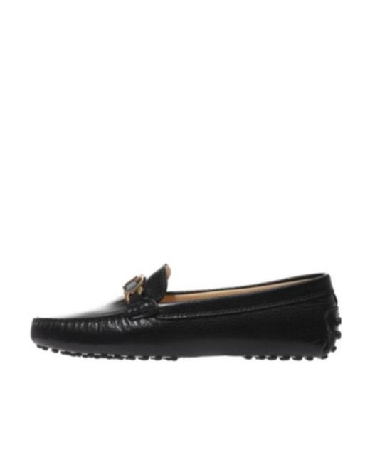 Tod's Black Logo-Plaque Leather Loafers