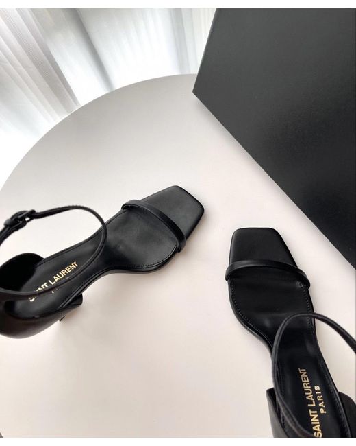 Saint Laurent White Opyum Square-Toe Sandals