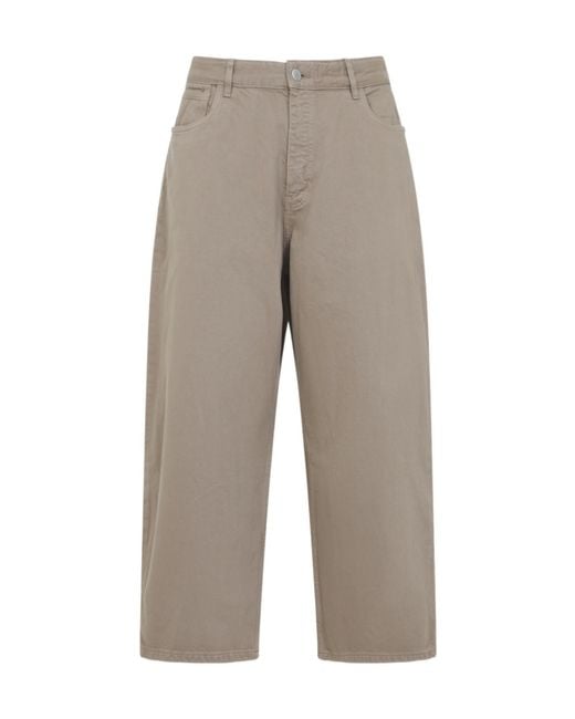 Studio Nicholson Gray Logo Patch Cropped Wide-Leg Jeans for men
