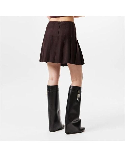 Givenchy Brown Logo Pleated Skirt
