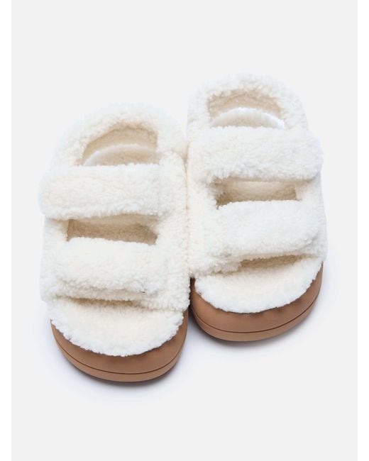 Moon Boot White Shearling Sandals