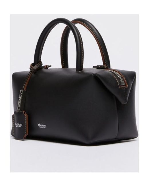 Max Mara Black Small Natural Leather Bowler Bag