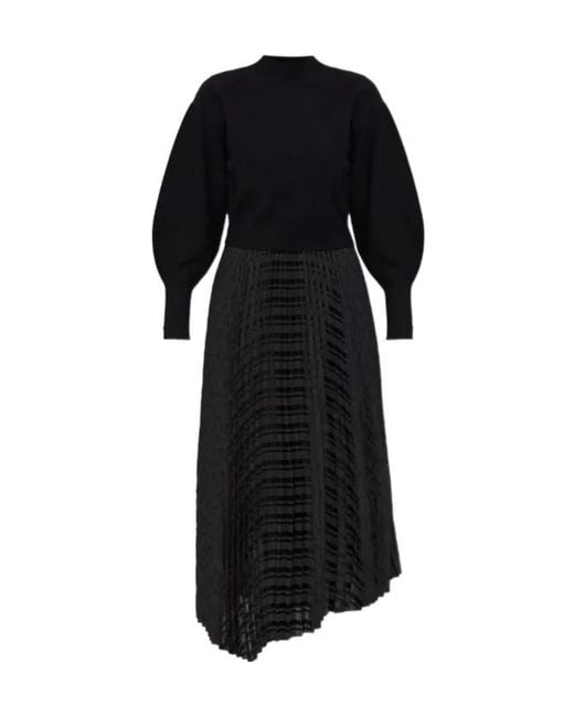 AllSaints Black Sinead Pleated Midi Dress