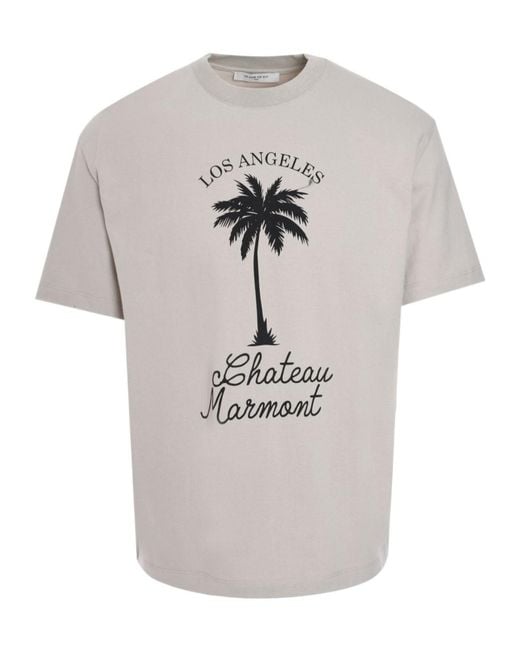 Ih Nom Uh Nit Gray Palm-Print Cotton T-Shirt for men