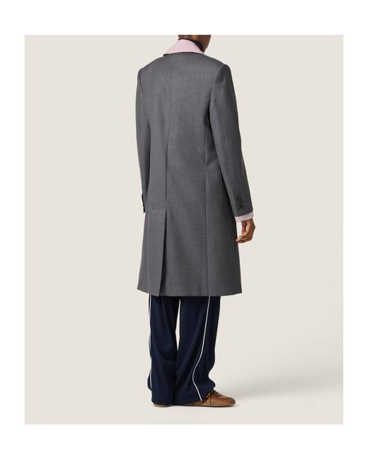 Miu Miu Gray Single-Breasted Gabardine Coat