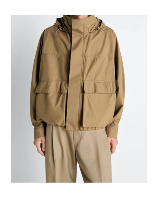 Lemaire Green Drawstring Hooded Rain Jacket for men
