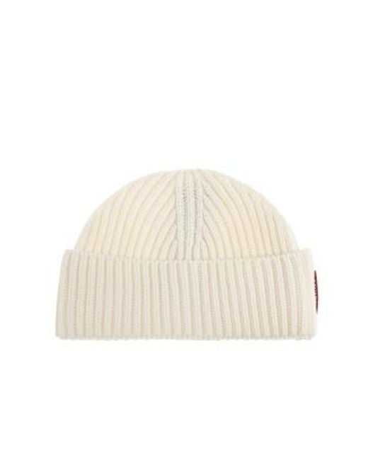 DSquared² Natural Logo Tag Ribbed-Knit Beanie Scarf Set for men