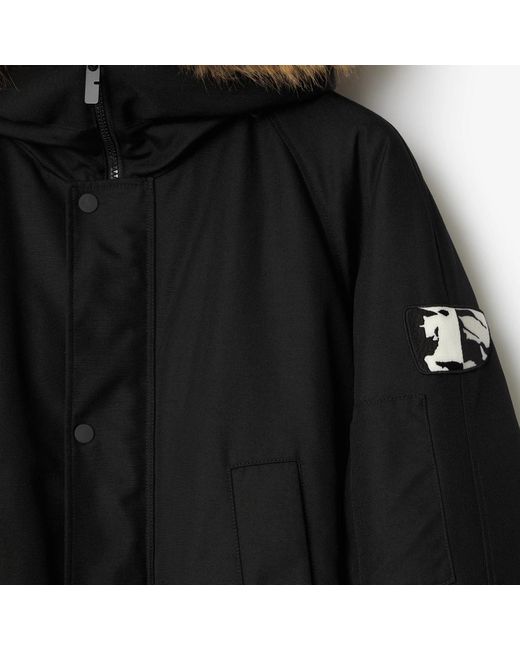 Burberry Black Ekd Motif Hooded Padded Jacket for men