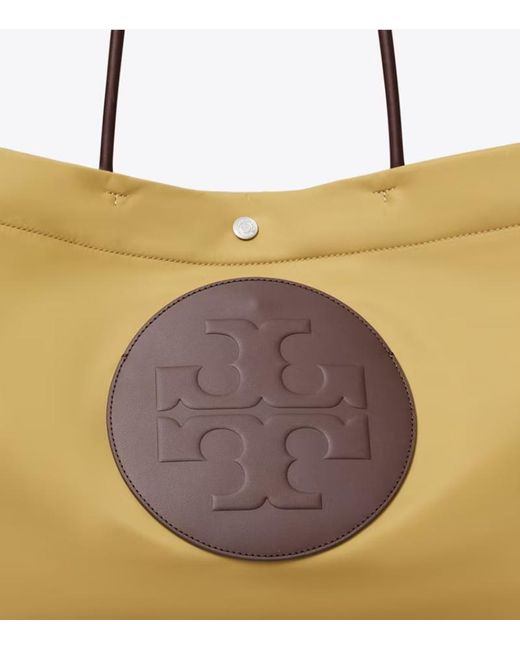 Tory Burch Yellow Ella Twist Logo Top Handle Bag