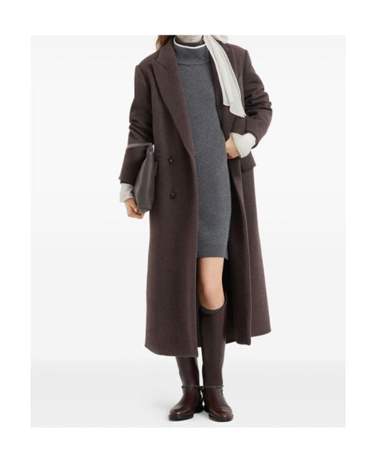 Brunello Cucinelli Gray High Neck Ribbed Mini Dress