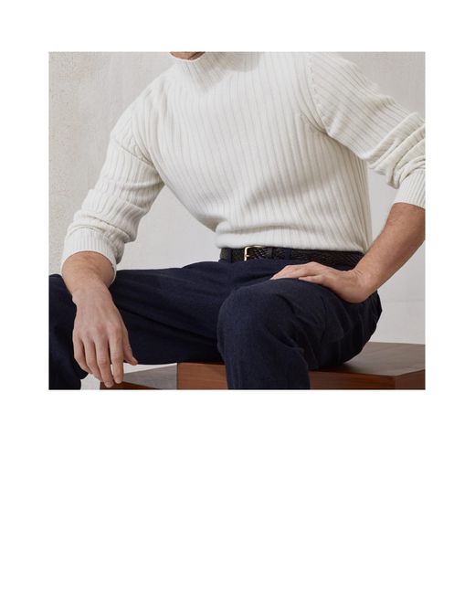 Brunello Cucinelli White Long-Sleeved Knitted Jumper for men
