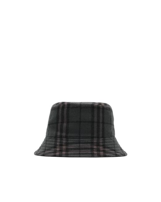 Burberry Black Reversible Check Wool Bucket Hat