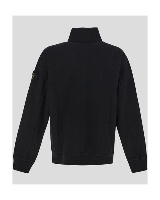 Stone Island Blue Compass Patch Zipped Sweatshirt for men
