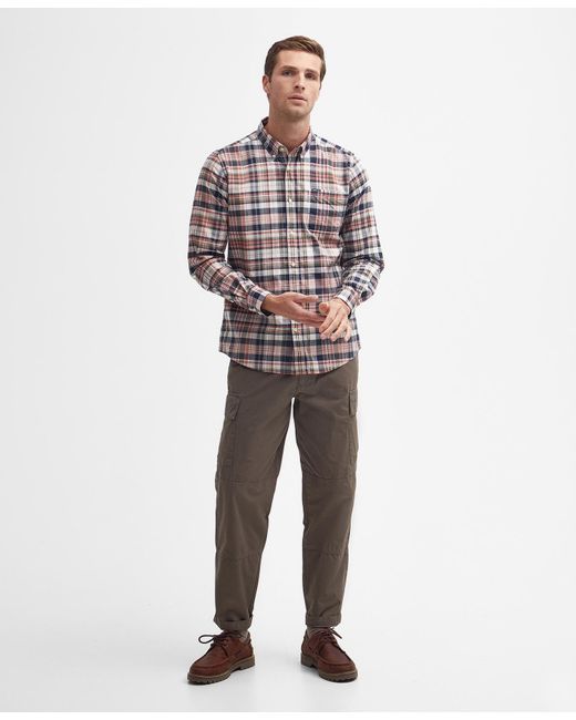 Barbour White Plaid-Check Cotton Shirt for men