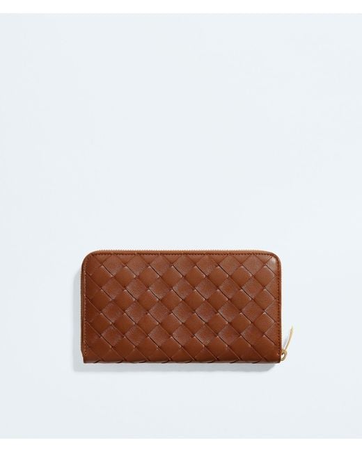 Bottega Veneta Brown Intrecciato Zip-Around Wallet