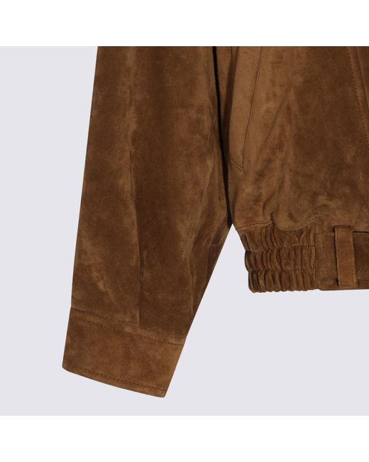 Saint Laurent Brown Asymmetric Zip Suede Jacket