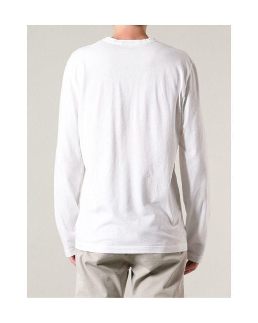 James Perse White Long Sleeved Crew Neck T-Shirt for men