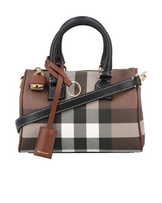 Burberry Brown Checked Bowling Shoulder Bag