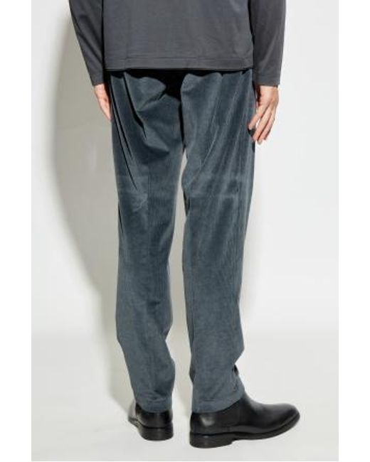 Eleventy Blue Corduroy Pleated Pants for men