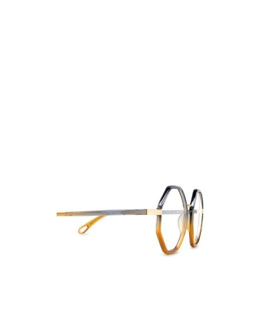 Chloé Metallic Chloé Eyewear Hexagonal-Frame Glasses