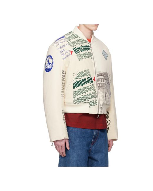 MARINE SERRE White Regenerated Printed Bomber Jacket for men