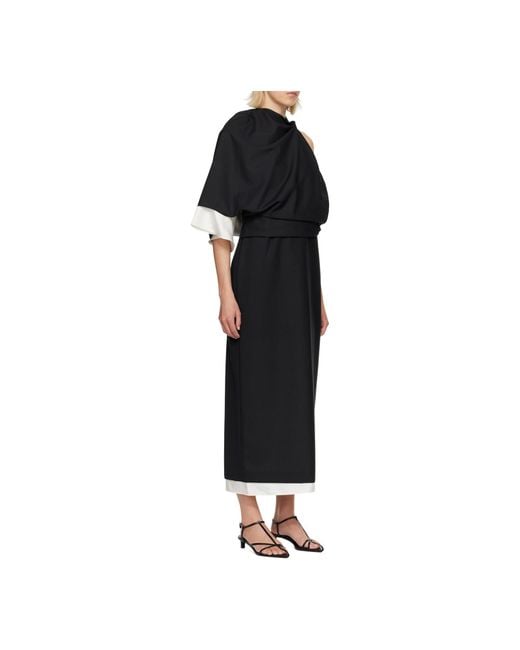 Rohe Black Draped One-Shoulder Maxi Dress