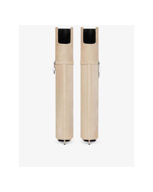 Givenchy White Shark Lock Stiletto Over-The-Knee Boots