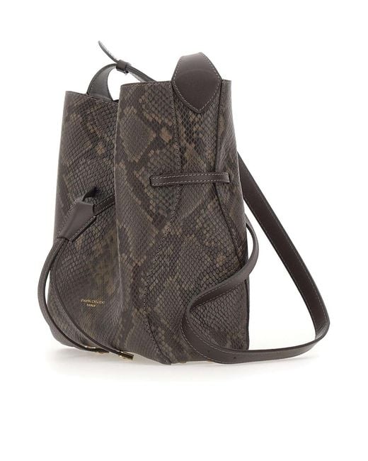 Gianni Chiarini Gray Sienna Python-Print Leather Shoulder Bag