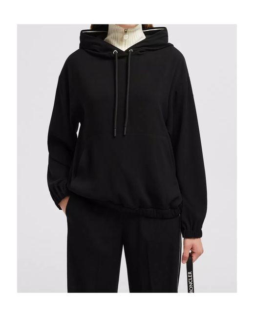 Moncler Black Logo Detailed Drawstring Hoodie