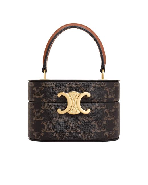 ハンドバッグ TRIOMPHE OVAL BOX IN TRIOMPHE CANVAS AND CALFSKIN Celine Triomphe Oval Box in Black | Lyst